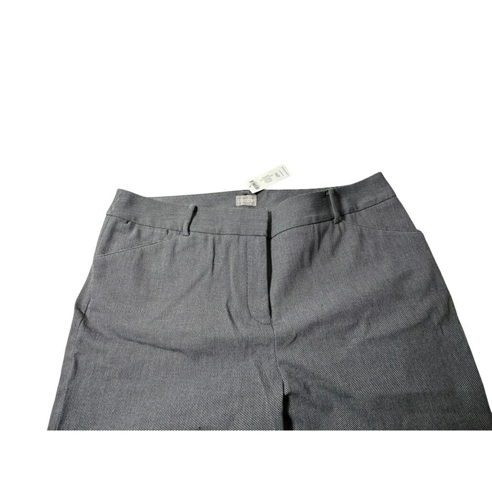 Chicos So Slimming Twill Stripe Straight Pant Black White 2R 12R 570269213 NEW